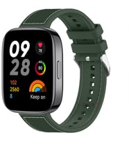 Sneezy Xiaomi Redmi Watch 3 Active İle Uyumlu Dikiş Desenli Dokuma Silikon Kordon (Haki)