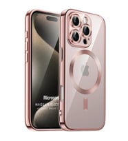 Microsonic Apple iPhone 16 Pro Kılıf MagSafe Luxury Electroplate Siyah (Rose)
