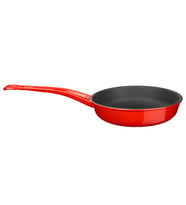 Lava Döküm Yuvarlak Kızartma Tavası Döküm Demir Yekpare Saplı Çap(Ø)24cm. (Kırmızı)
