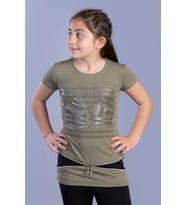 Toontoy  Kız Çocuk T-Shirt Love Varak Baskı (Haki)