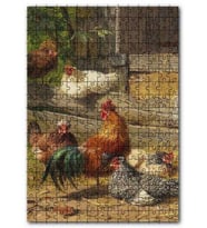 Cakapuzzle Kümeste Tavuklar ve Horoz Görseli Puzzle Yapboz MDF (Ahşap) (1000 Parça)