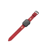 İsminizin Baş Harflerine Özel Deri Altın Harfli Apple Watch Saat Kordonu - Antrasit (Kırmızı)