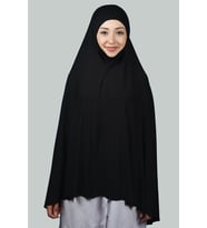 Hazır Türban Peçeli Pratik Eşarp Tesettür Nikaplı Hijab - Namaz Örtüsü Sufle (5XL) (Siyah)