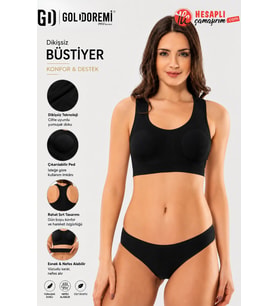 Gd Goldoremi 1213 Premium Seri Kadın Dikişsiz Arkası Çapraz Sporcu/Günlük Pedli Büstiyer Yarım Atlet