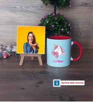 Unicorn Fotoğraflı Dekoratif Taş, Kupa Bardak Beyaz Hediye (Model 2)