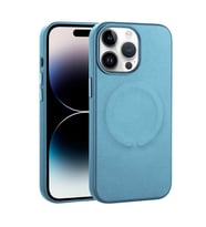 iPhone 14 Pro Max Kılıf Suni Deri Magsafe Özellikli Derix Kılıf (Mavi)