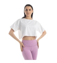 Step Beyaz Kadın Pamuklu Crop Salaş T-shirt (Beyaz)