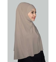 Hazır Türban Peçeli Pratik Eşarp Tesettür Nikaplı Hijab - Namaz Örtüsü Sufle (3XL) (Açık Vizon)