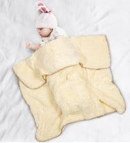 Çoban Dikişli  Bebek Çocuk Battaniyesi (Krem)