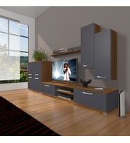 Decoraktiv Eko 6 Mdf Dvd Tv Ünitesi Tv Sehpası (Antrasit - Ceviz)