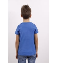 Toontoy Erkek Çocuk Flok Baskılı Örgülü Tişört (Saks)