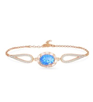 925 Ayar Gümüş Oval Opal Taşlı Bileklik (Rose)