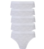 5li Kadın Dantelli Bikini Külot Pamuklu Arkası Düz (Beyaz)
