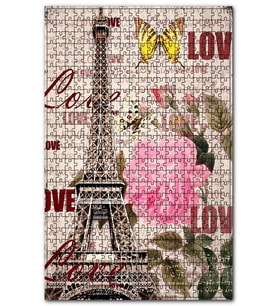 Cakapuzzle Eyfel Saat Kulesi Gül Kelebek Love Görseli Puzzle Yapboz MDF (Ahşap) (500 Parça)