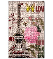 Cakapuzzle Eyfel Saat Kulesi Gül Kelebek Love Görseli Puzzle Yapboz MDF (Ahşap) (500 Parça)