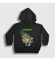 Presmono Unisex Çocuk Beyaz All Minecraft Kapüşonlu Sweatshirt 28844tt (Siyah)