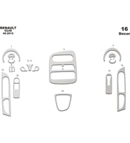 Meriç® Renault Clio 4 Ön Torpido Kaplama Maun 16 Parça 2012-2019 (Alüminyum)