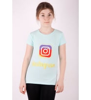 Toontoy Kız Çocuk Insagram Baskılı Tişört (Mint Yeşili)