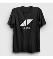 Presmono Unisex Beyaz Logo Dj Avicii T-Shirt 438967tt (Siyah)