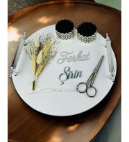 Adoration Polyester Gümüş Söz Nişan Tepsisi (Siyah)