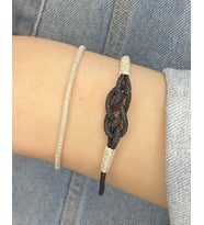 Sonsuzluk Siyah Beyaz Kombin Gümüş Kazaziye Örgü İkili Bileklik : Gümüş-Beyaz - 19 cm : Gümüş - 21 cm : Siyah - Beyaz - 20 cm (Siyah - Beyaz)