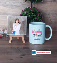 Sosyal Bilgiler Öğretmeni Fotoğraflı Dekoratif Taş, Kupa Bardak Beyaz Hediye (Model 1)