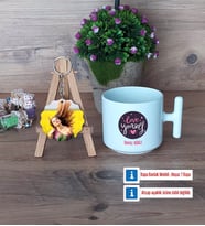 Love Yourself Kupa Bardak Beyaz ve Fotoğraflı Ahşap Anahtarlık Hediye (Model 12)