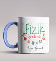 Kişiye Özel Fizik Öğretmeni Tasarımlı Siyah Renk Kupa Bardak 8 (Mavi)