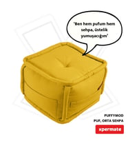 XPERMATE PuffyMod Dekoratif Kare Puf Orta Sehpa Ayak Uzatma Puf 40x40 cm (Sarı)
