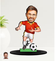 Kişiye Özel Karikatürlü  Futbolcu Mdf Biblo (Kırmızı)