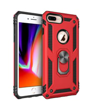 Microsonic Apple iPhone 7 Plus Kılıf Military Ring Holder (Kırmızı)