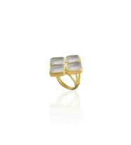 Kadir Jewellery 22 Ayar Altın Kaplama Kadın Zirkon Taşlı Yüzük (Gri)