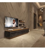 Decoraktiv Eko 4B Mdf Std Tv Ünitesi Tv Sehpası - Parlak Beyaz (Pera-Siyah Mermer)