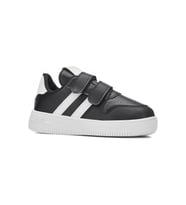 Günlük Kız Erkek Çocuk Spor Ayakkabı Sneaker Cırtlı Şeritli Rahat Hafif ZL001 (Siyah - Beyaz)