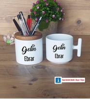 Gelin Kalemlik, Kupa Bardak T Kişiye Özel Hediye (Model 1)