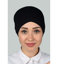 Hazır Pratik Geçmeli Lastikli Tesettür Bone (Siyah)