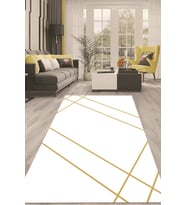 Dijital Kaymaz Taban Yıkanabilir Modern Renkli Salon Halısı Mutfak Halısı Yolluk ND-HT-957 (Beyaz)