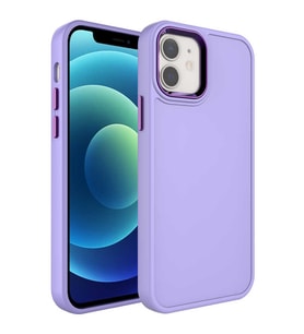 Uyumlu Model Apple iPhone 12 Kılıf Kamera Çerçeveli Arka Kısmı Temizlenebilir Kapak (Lila)