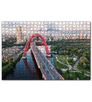 Cakapuzzle Şehir Ağaçlar Nehir ve Kırmızı Köprü  Puzzle Yapboz MDF (Ahşap) (1000 Parça)