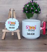 Biyoloji Öğretmeni Hediye Seti Kupa Bardak T Kulplu ve Anahtarlık Öğretmenler Günü Hediyesi Biyoloji Öğretmenine Hediye (Model 1)