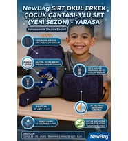 NewBag ERKEK ÇOCUK SIRT İLKOKUL ÇANTASI-3'LÜ SET (Siyah-Gri)