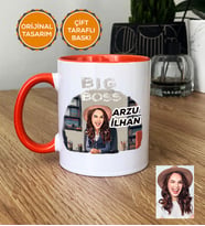 Kişiye Özel Karikatürlü Patron Hediye Kupa Bardak Big Boss Kadın Patrona Doğum Günü Hediyesi (Turuncu)