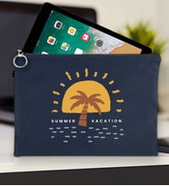BK Gİft Yaz Temalı-6 Tablet Çantası 30x21cm(12 Renk Seçeneği), Ipad Çantası, Baskılı Tablet Kılıfı (Lacivert)