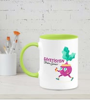 Kişiye Özel Diyetisyen Tasarımlı Siyah Kupa (Yeşil-Beyaz)