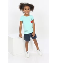 Toontoy Kız Bebek Göğsü Nota Nakışlı Yazı Baskılı Tişört (Mint Yeşili)