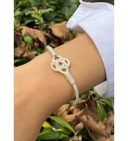 Şems Düğümü Siyah Beyaz Gümüş Bileklik : Siyah - Gümüş - 18 cm : Siyah - 19 cm : Gümüş - 20 cm (Gümüş)