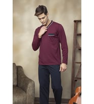 Kly 7105 Erkek V Yaka Pijama Takımı (İndigo)