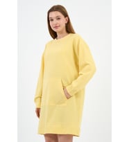 Kadın Kanguru Cepli Oversize Tunik (B24-00225) (Sarı)