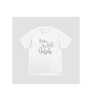 Unisex Siyah Yılbaşı Baby Its Cold Baskılı Oversize T-shirt (Beyaz)