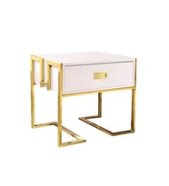 Barbara Gold Metal Yan Sehpa (Beyaz)
